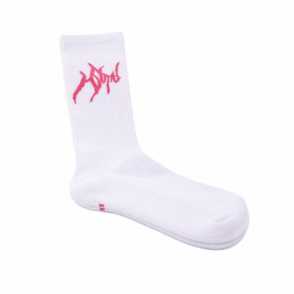 Picture of WHITE SOCKS   WITH PINK LOGO