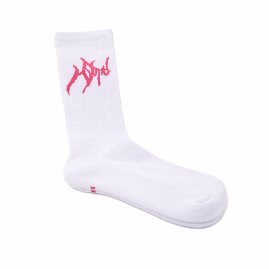Picture of WHITE SOCKS   WITH PINK LOGO